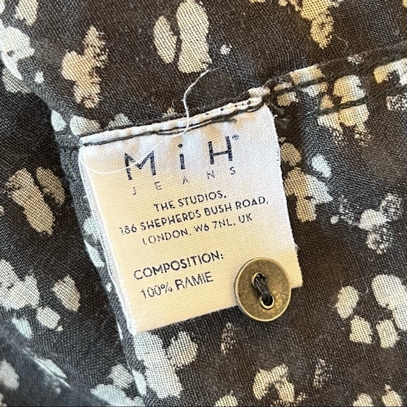 M i H Jeans Gray Printed Ramie Button Down Shirt S ($300) - Picture 5 of 5